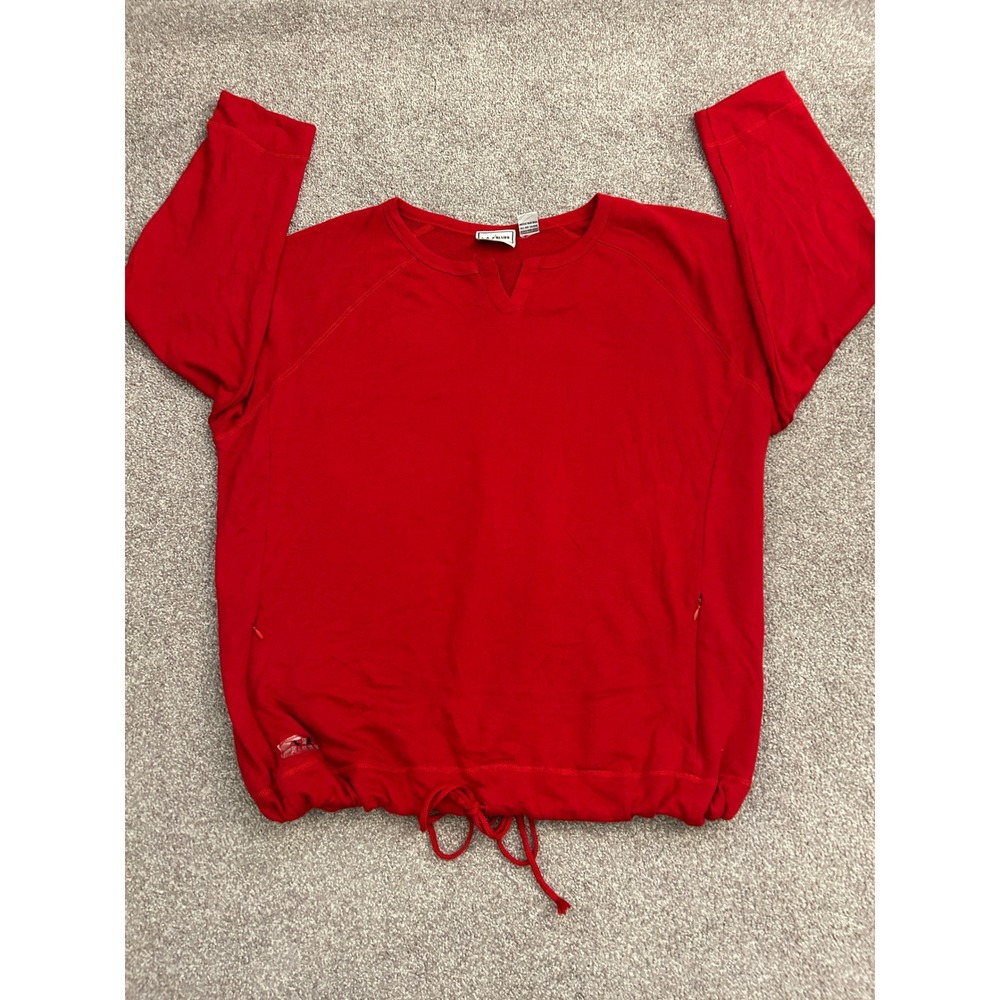 90s L.A. Blues Sweatshirt Womens 26/28W Red Excellent Drawstring Hem Zip Pockets